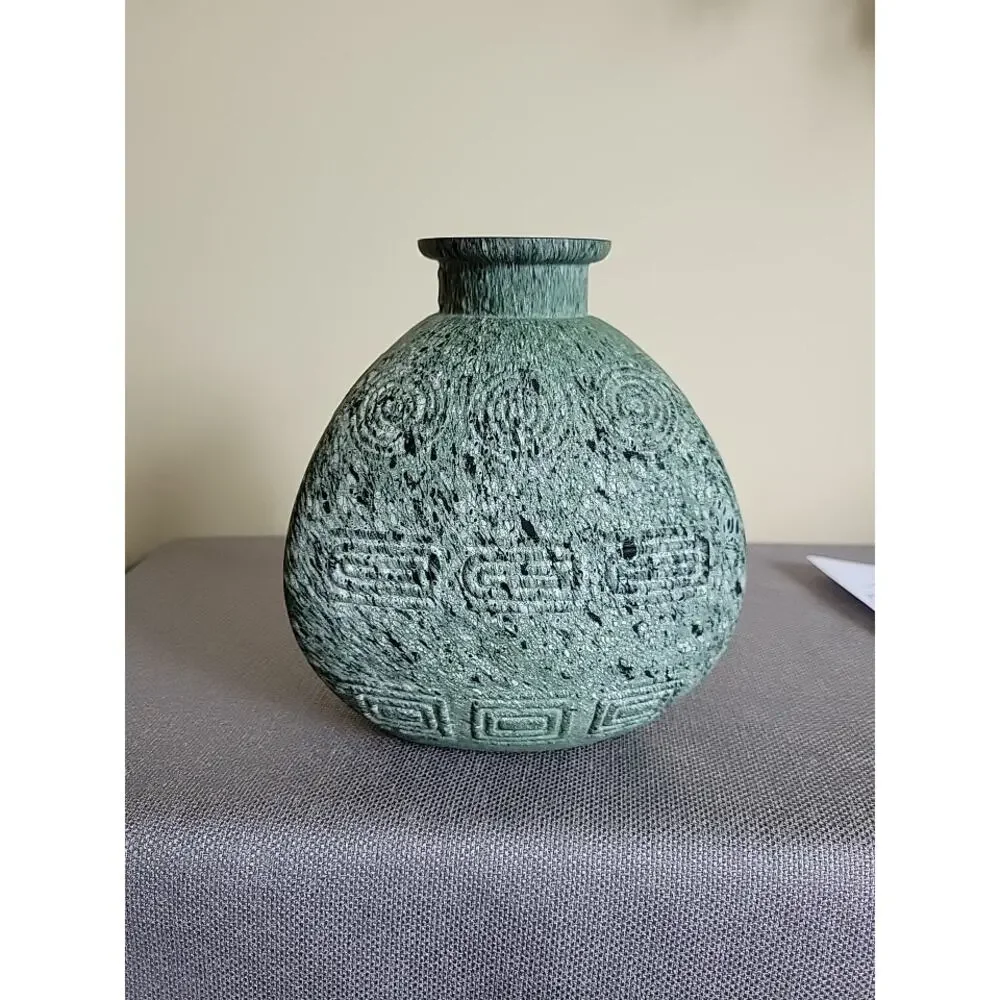 Unique Textured Decorative Art Glass Vase Triangle Textured Medium Over Glass